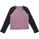 L.L.Bean Fitness Fleece Long Sleeve Tee Color-Block (Big Kids) Mauve Berry/Carbon Navy ID-6v1K579T