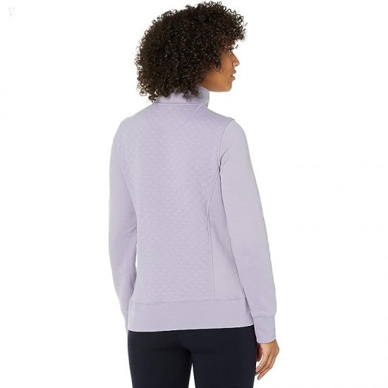 L.L.Bean Quilted Sweatshirt 1/4 Zip Pullover Long Sleeve Gray Lavender ID-Hbarrbuj