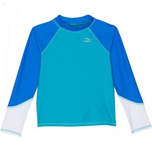 L.L.Bean Sun-and-Surf Swim Shirt (Big Kids) Aquamarine Color-Block ID-TPCUpOK0