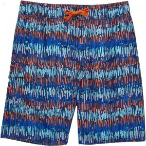 L.L.Bean Beansport Swim Shorts Print (Little Kids) Bold Orange Geo Stripe ID-fVvkKxTS