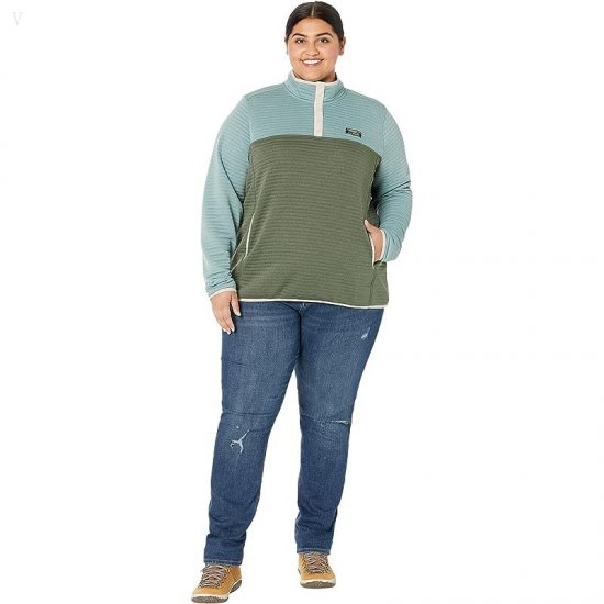 L.L.Bean Plus Size Airlight Knit Pullover Color-Block Sea Pine Heather/Forest Shade Heather ID-lYsu0BfX