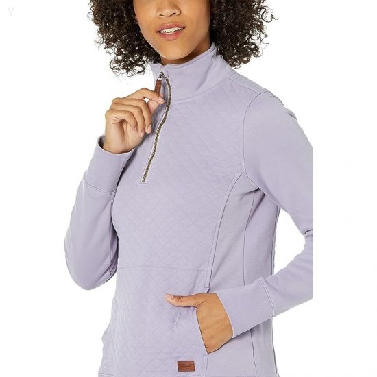 L.L.Bean Quilted Sweatshirt 1/4 Zip Pullover Long Sleeve Gray Lavender ID-Hbarrbuj