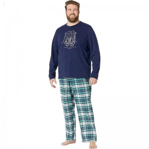 L.L.Bean Camp Pajamas Set Tall Bright Navy ID-l09kN9dE