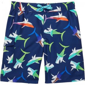L.L.Bean Beansport Swim Shorts Print (Little Kids) Light Azure Sharks ID-Ni9to93w