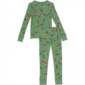 L.L.Bean Organic Cotton Fitted Pajamas (Little Kids) Greenfield Foxes ID-3XgijssF