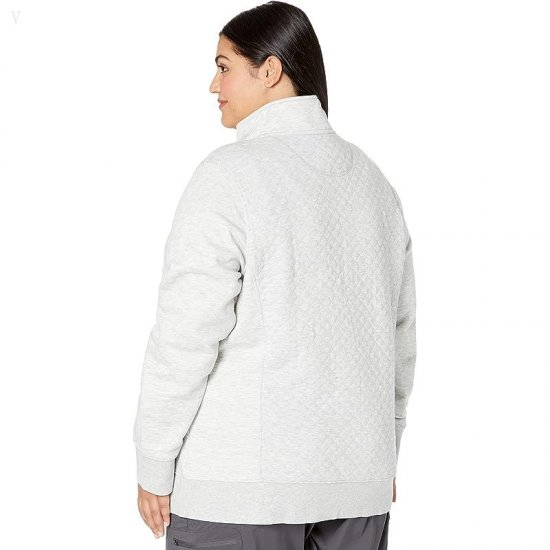 L.L.Bean Plus Size Quilted Sweatshirt 1/4 Zip Pullover Long Sleeve Light Gray Heather ID-leHqSBeD