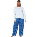 L.L.Bean Plus Size Cozy Pajama Set Print Bright Blue Dog ID-rAYTr9hx