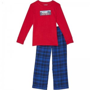 L.L.Bean Flannel Pajamas (Little Kids) Nautical Red Snowy Katahdin ID-oI3gUd2s