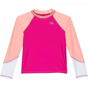 L.L.Bean Sun-and-Surf Swim Shirt (Little Kids) Wild Rose Color-Block ID-vMn0FbhC