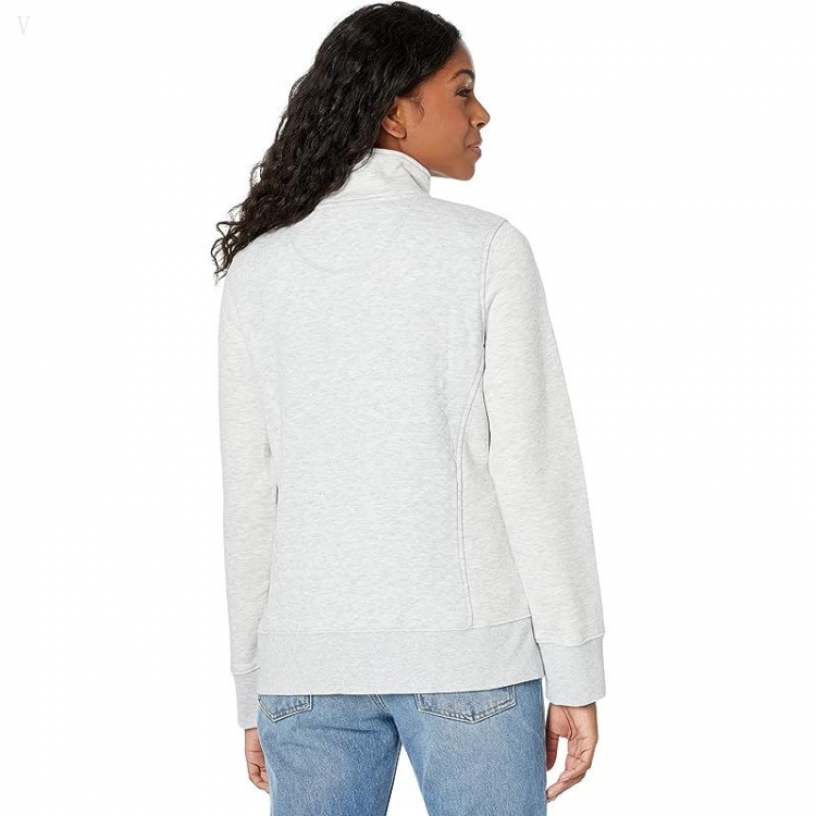 L.L.Bean Petite Quilted Sweatshirt 1/4 Zip Pullover Long Sleeve Light Gray Heather ID-1dxSO763 - Click Image to Close