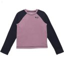 L.L.Bean Fitness Fleece Long Sleeve Tee Color-Block (Little Kids) Mauve Berry/Carbon Navy ID-LE1ufi2k