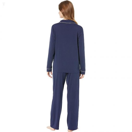 L.L.Bean Super Soft Shrink-Free Button Front Pajama Set Bright Navy ID-bjH3sB07