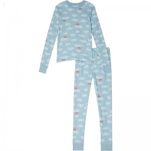 L.L.Bean Organic Cotton Fitted Pajamas (Big Kids) Foggy Blue Clouds ID-nH9nk79H