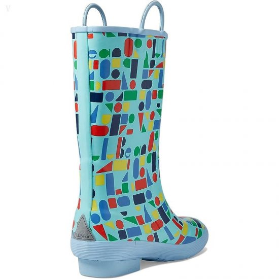 L.L.Bean Puddle Stompers Rain Boots Print (Toddler/Little Kid) Teal Aqua Shapes ID-G9lrvgwv