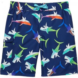 L.L.Bean Beansport Swim Shorts Print (Big Kids) Light Azure Sharks ID-4LQtWs5w