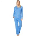 L.L.Bean Super Soft Shrink-Free Button Front Pajama Set Print Arctic Blue Medallion Dot ID-Jg0G6GfI