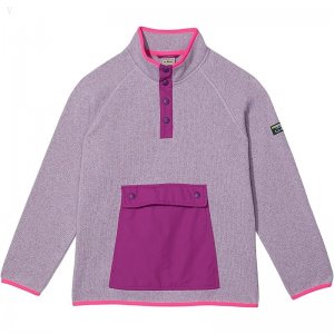 L.L.Bean Bean's Sweater Fleece 1/2 Snap (Big Kids) Lavender Ice ID-AoY9kouS