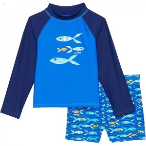 L.L.Bean Sun-and-Surf Swim Set (Toddler) Capri Blue Color-Block ID-WO35AoAo