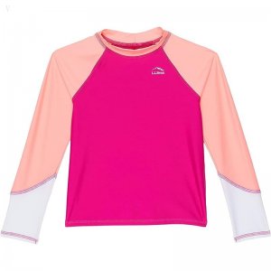 L.L.Bean Sun-and-Surf Swim Shirt (Big Kids) Wild Rose Color-Block ID-Wl1gVDWY