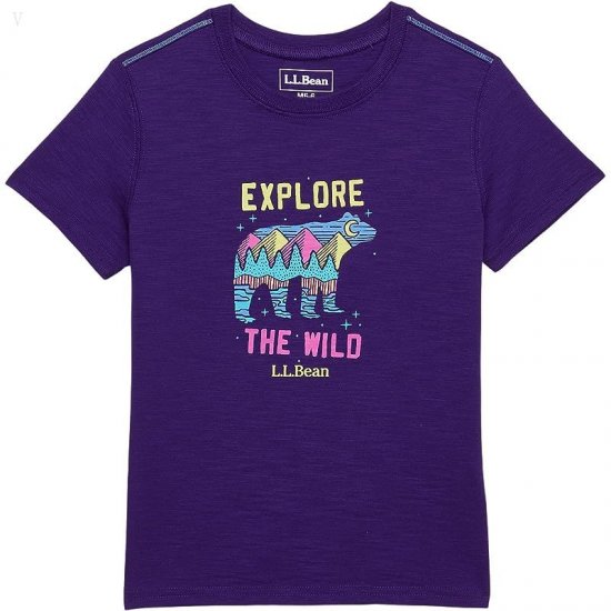L.L.Bean Graphic Tee Glow in the Dark (Little Kids) Rich Purple Explore Wild ID-0bg1dmmZ