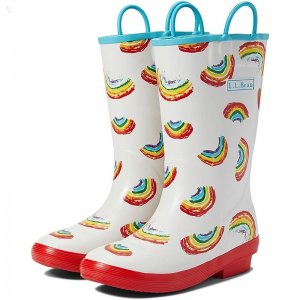L.L.Bean Puddle Stompers Rain Boots Print (Toddler/Little Kid) Arctic White Rainbow ID-zOCDNatY