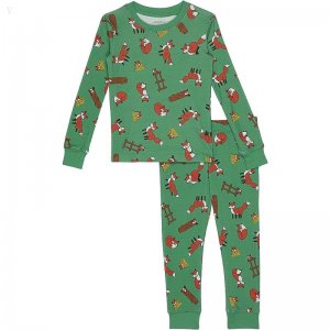 L.L.Bean Organic Cotton Fitted Pajamas (Big Kids) Greenfield Foxes ID-YARzdWDx