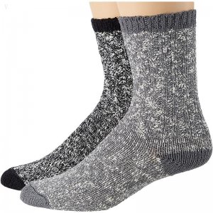 L.L.Bean Cotton Ragg Socks 2-Pack Black/Gray ID-QXKzSfjg