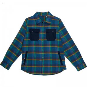 L.L.Bean Beanflex All-Season Flannel Shirt (Big Kids) Marine Blue ID-ibtxrPTU