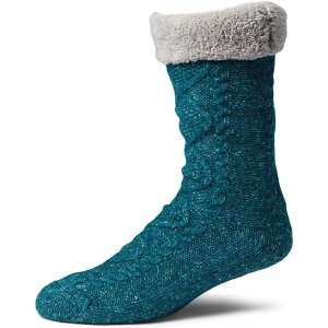 L.L.Bean Fireside Gripper Socks Teal Blue ID-Mz1iSEx2