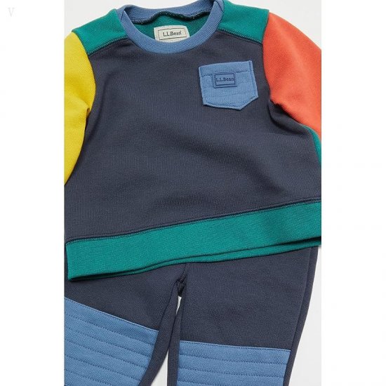 L.L.Bean Athleisure Sweat Set (Infant) Carbon Navy Color-Block ID-SGqHZJwp