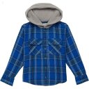 L.L.Bean Fleece Lined Flannel Shirt Hooded Plaid (Little Kids) Bright Blue ID-LjCSxaFa