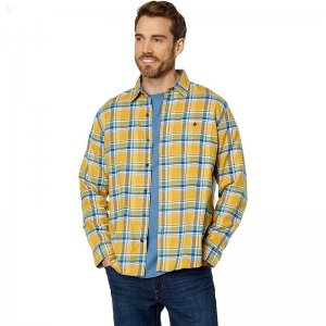 L.L.Bean BeanFlex All Season Flannel Shirt Long Sleeve Traditional Fit Warm Gold ID-P7JrMvlY