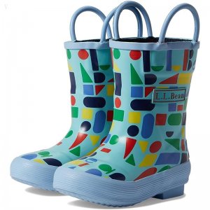 L.L.Bean Puddle Stompers Rain Boots Print (Toddler/Little Kid) Deep Sapphire Shark Geo 1 ID-hv4eOUYB
