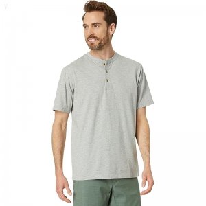 L.L.Bean Carefree Unshrinkable Henley T-Shirt Short Sleeve Gray Heather ID-lOS4M4Ws