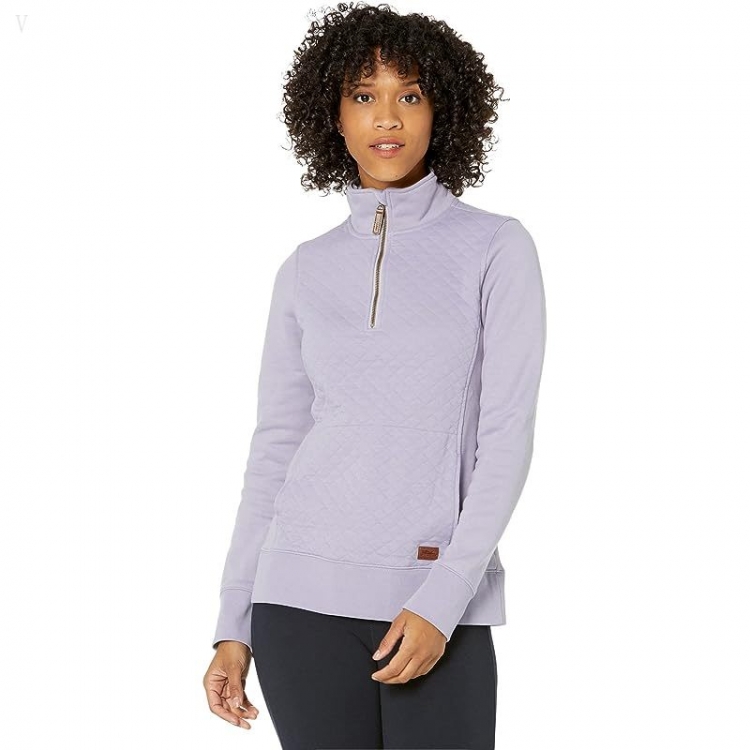 L.L.Bean Quilted Sweatshirt 1/4 Zip Pullover Long Sleeve Gray Lavender ID-Hbarrbuj - Click Image to Close