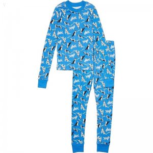 L.L.Bean Organic Cotton Fitted Pajamas (Big Kids) Light Ocean Dog ID-KGOenSNQ