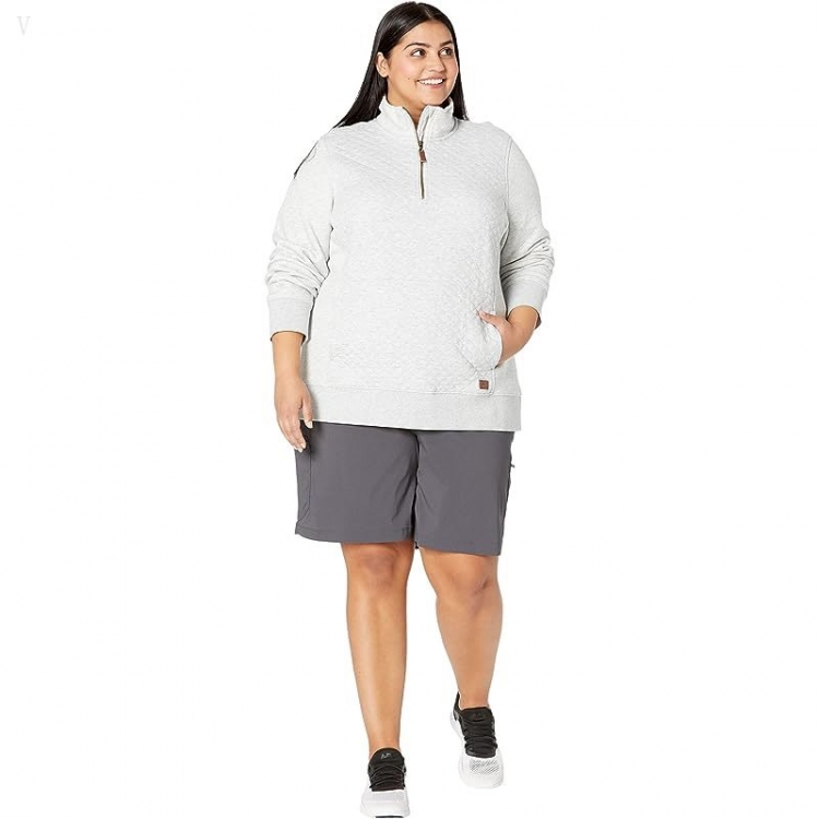 L.L.Bean Plus Size Quilted Sweatshirt 1/4 Zip Pullover Long Sleeve Light Gray Heather ID-leHqSBeD - Click Image to Close