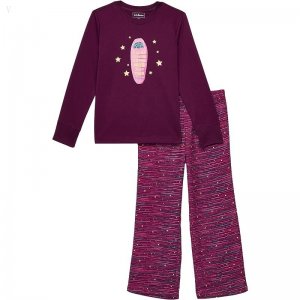 L.L.Bean Flannel Pajamas (Big Kids) Plum Grape Under the Stars ID-hgbK2fdn