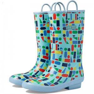 L.L.Bean Puddle Stompers Rain Boots Print (Toddler/Little Kid) Teal Aqua Shapes ID-N2xqG6CN