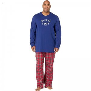 L.L.Bean Camp Pajamas Set Tall Deep Marine Blue ID-6UZFad4D