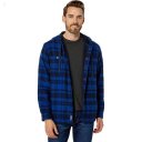L.L.Bean Fleece Lined Flannel Hooded Snap Front Shirt Slightly Fitted IndigoInk ID-mvz02GM1