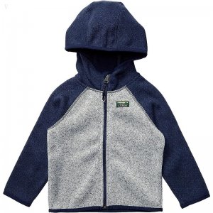 L.L.Bean Bean's Sweater Fleece Full Zip Color-Block (Toddler) Bright Navy/Pewter ID-b9aCQMpa