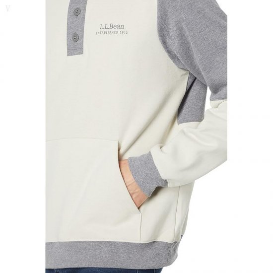 L.L.Bean 1912 Sweatshirt Button Mock Color-Block Silver Birch/Gray Heather ID-iRLnlmp8