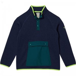 L.L.Bean Bean's Sweater Fleece 1/2 Snap (Big Kids) Bright Navy ID-wwDNbayO