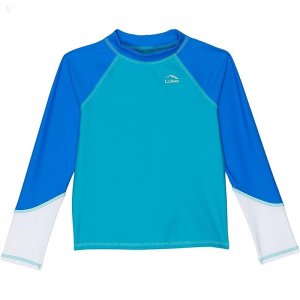 L.L.Bean Sun-and-Surf Swim Shirt (Little Kids) Aquamarine Color-Block ID-fHyg3gXv