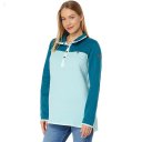 L.L.Bean Quilted Sweatshirt Mock Neck Tunic Color-Block Deep Turquoise/Pale Turquoise ID-DyJA4asW