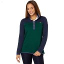 L.L.Bean Quilted Sweatshirt Mock Neck Tunic Color-Block Classic Navy/Black Forest Green ID-eZPPTIoR