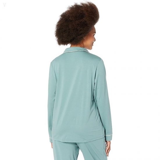 L.L.Bean Super Soft Shrink-Free Button Front Pajama Set Sea Pine ID-WM6KZaMS