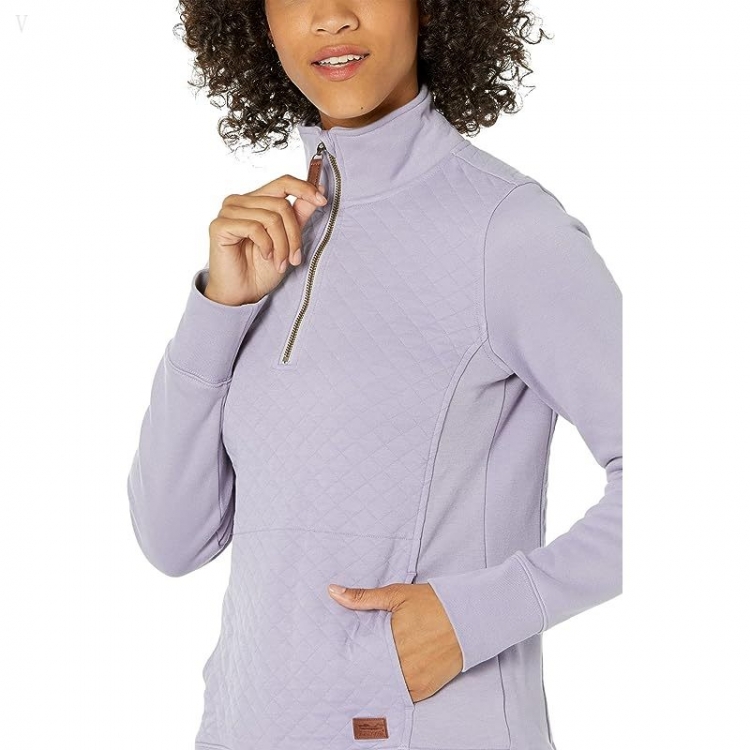 L.L.Bean Quilted Sweatshirt 1/4 Zip Pullover Long Sleeve Gray Lavender ID-Hbarrbuj - Click Image to Close