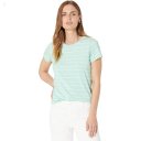 L.L.Bean Soft Stretch Supima Tee Crew Neck Striped Short Sleeve Faded Jade/Sailcloth ID-coftSLHy